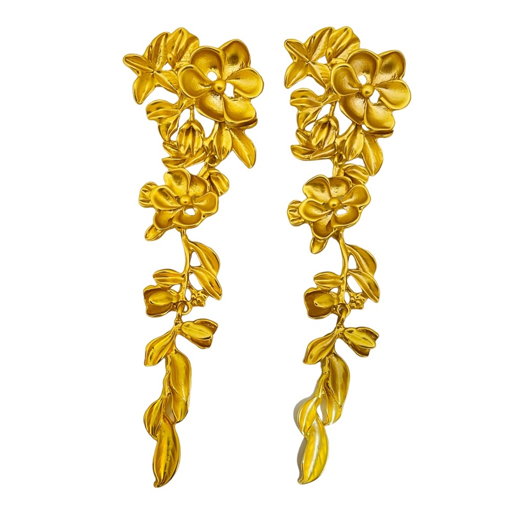 NEW vintage runway style glass gold plated statement earrings